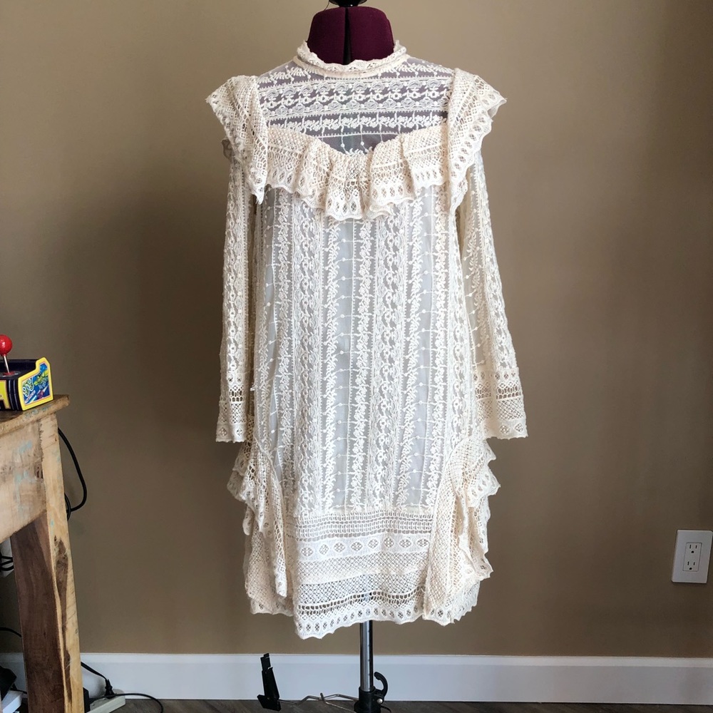 Free People Cream Lace Dress XS